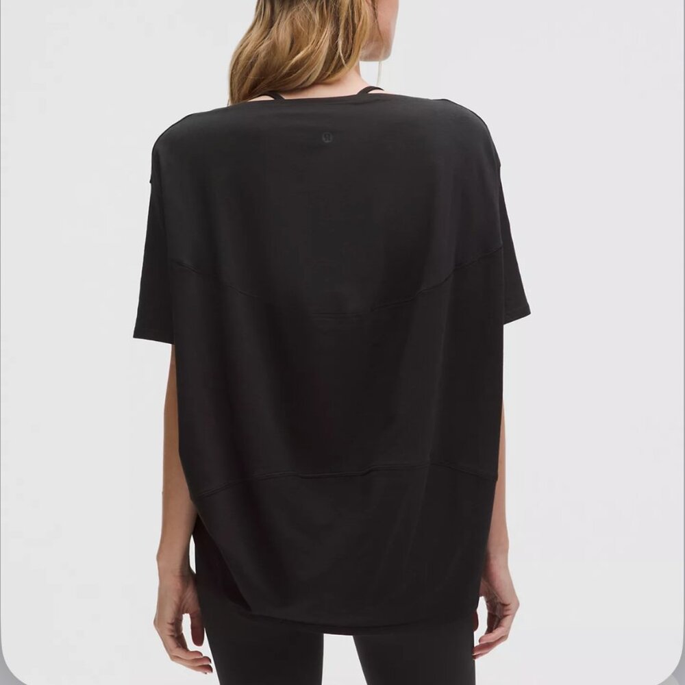 Lululemon Back In Action Cotton T Shirt Black Womens Size 6 - Picture 2 of 6